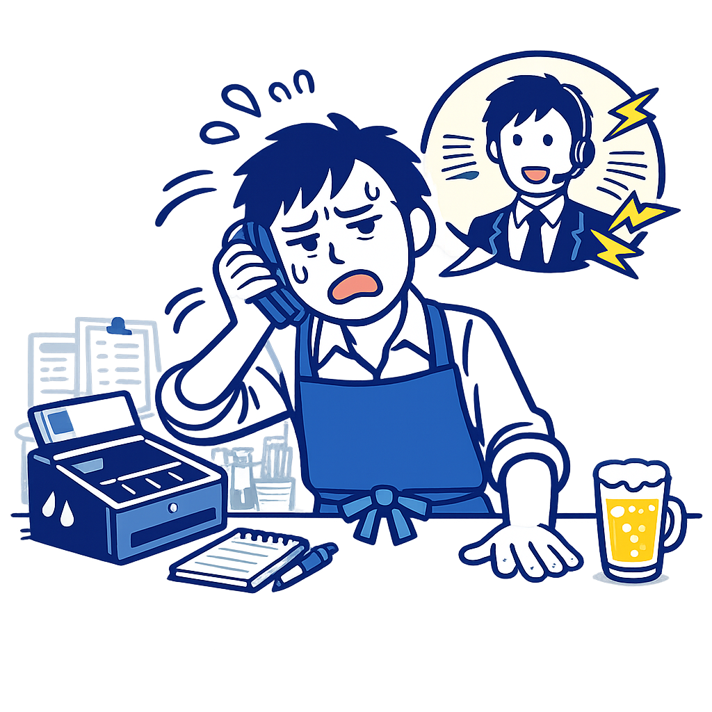営業電話にうんざりする店主