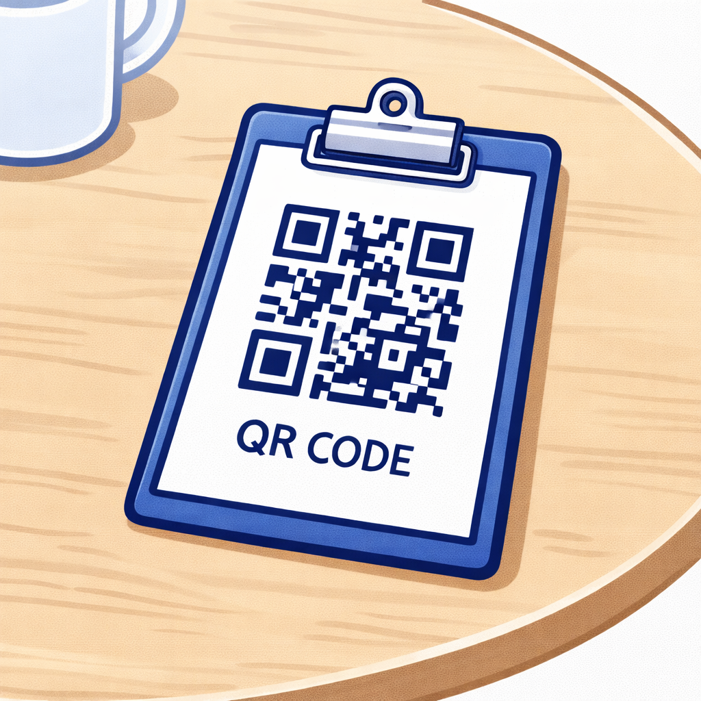 メニュー登録をスマートフォンで行う飲食店店員のイラスト